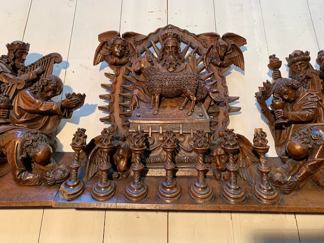 1 Gothic - style  Exceptional Sculpture The Adoration Of Jesus Christ As Agnus Dei. Signed : Hendrik Van Der Geld