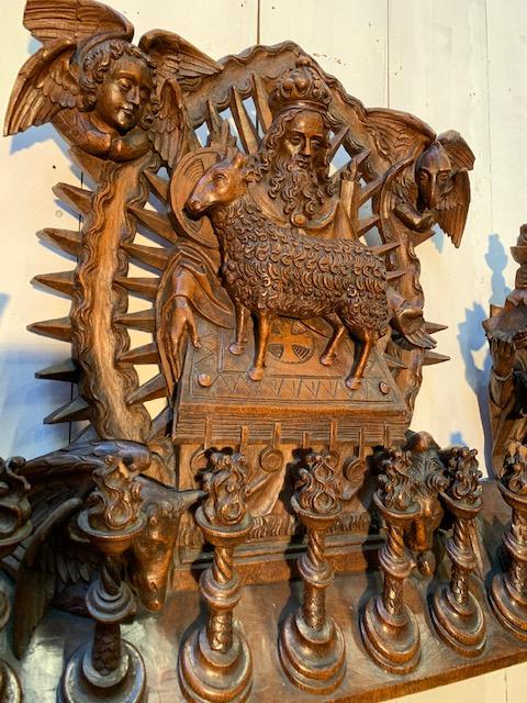 1 Gothic - style  Exceptional Sculpture The Adoration Of Jesus Christ As Agnus Dei. Signed : Hendrik Van Der Geld