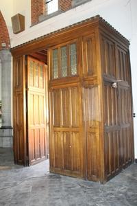 Exceptional Solid Oak Tambour  style Gothic - style en Oak wood, Belgium 19th century / 1905