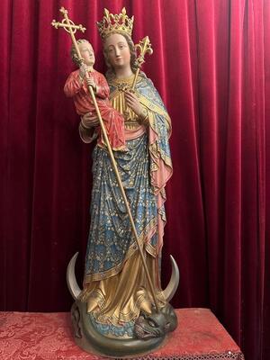 1 Gothic - Style Exceptional St. Mary With Child Sculpture By : Architect Bressers-Blanchaert.