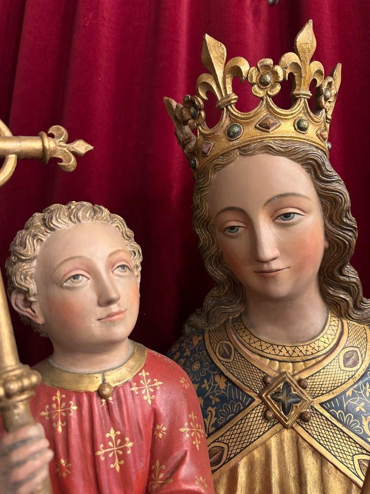 1 Gothic - Style Exceptional St. Mary With Child Sculpture By : Architect Bressers-Blanchaert.