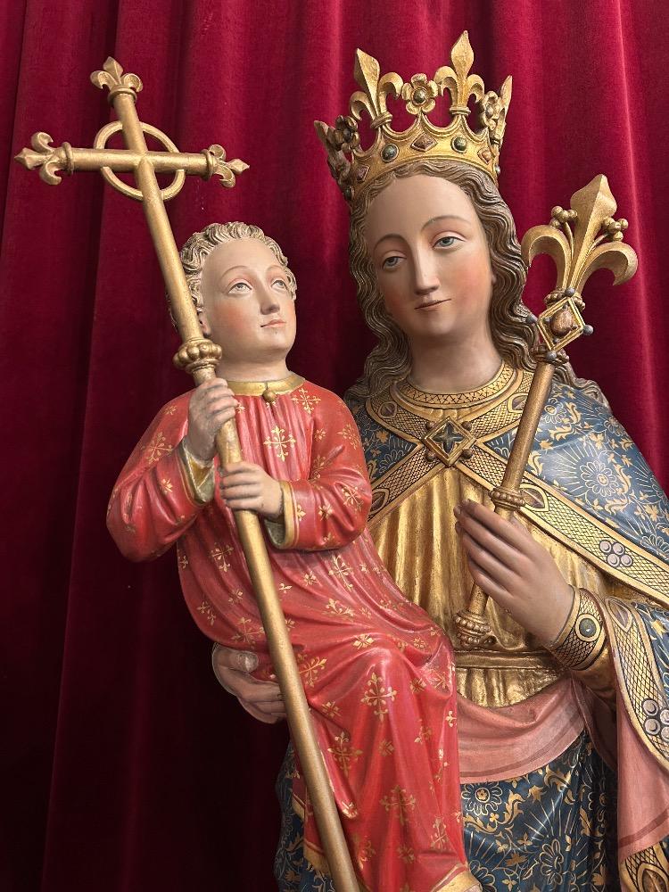 1 Gothic - Style Exceptional St. Mary With Child Sculpture By : Architect Bressers-Blanchaert.