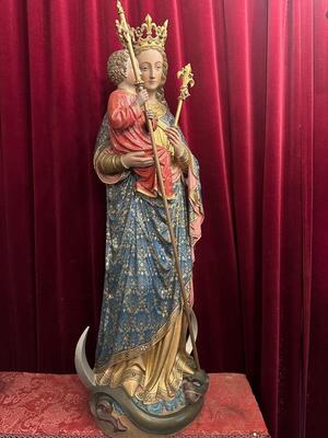 1 Gothic - Style Exceptional St. Mary With Child Sculpture By : Architect Bressers-Blanchaert.