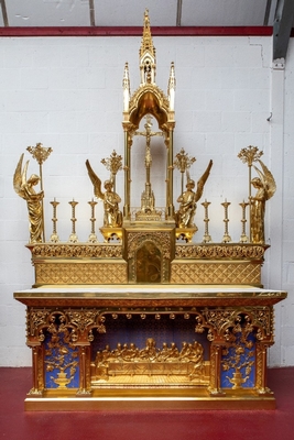 Exceptional & Unique Altar  style Gothic - style en Full Bronze Gilt Polished Varnished / Enamelled Parts / Total Weight 600 KGS. , France 19th century ( anno 1865 )