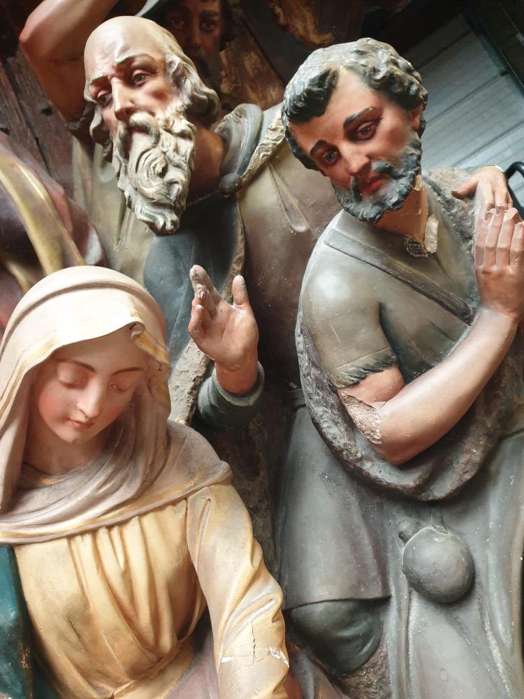 1 Gothic - Style Exceptional & Very Large Nativity Scene Signed: G.H. Parentani Bruxelles