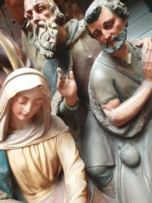 Exceptional & Very Large Nativity Scene Signed: G.H. Parentani Bruxelles style Gothic - Style en Plaster, bruxelles - Belgium  19 th century