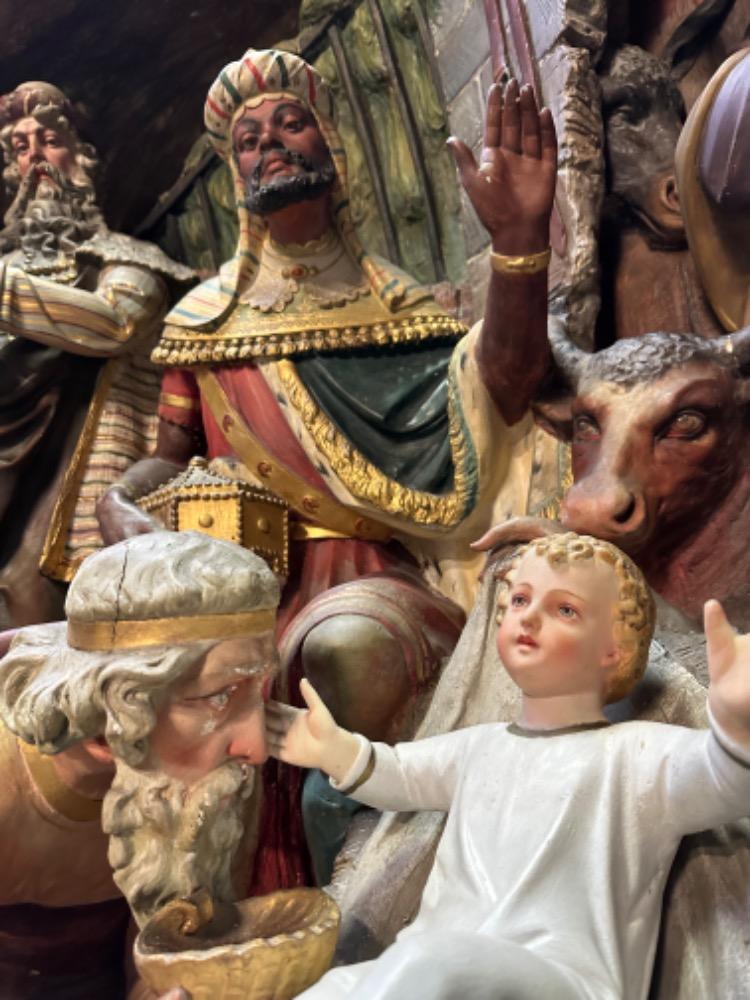 1 Gothic - Style Exceptional & Very Large Nativity Scene Signed: G.H. Parentani Bruxelles