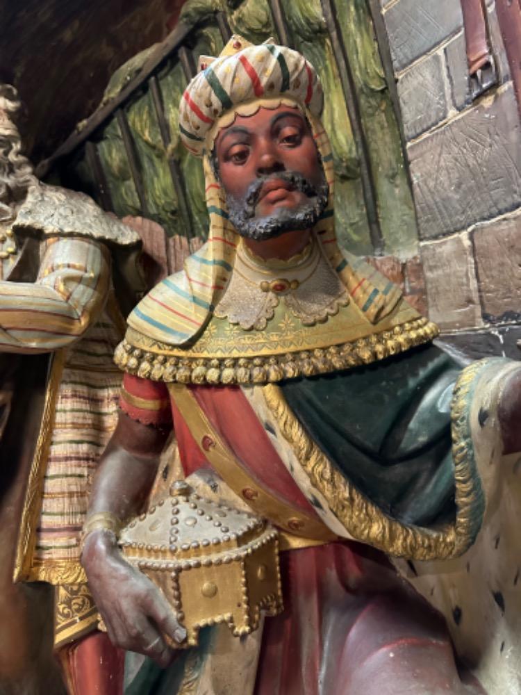 1 Gothic - Style Exceptional & Very Large Nativity Scene Signed: G.H. Parentani Bruxelles