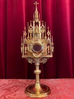 Extreme High Quality Monstrance Made By Brothers Van Roosmalen Vltrajecti ( Utrecht ) Netherlands style Gothic - style en Full - Silver / Stones / Glass, Dutch 19 th century