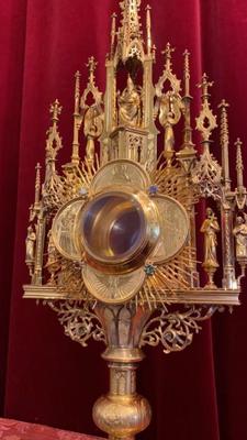 Extreme High Quality Monstrance Made By Brothers Van Roosmalen Vltrajecti ( Utrecht ) Netherlands style Gothic - style en Full - Silver / Stones / Glass, Dutch 19 th century