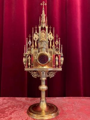 Extreme High Quality Monstrance Made By Brothers Van Roosmalen Vltrajecti ( Utrecht ) Netherlands style Gothic - style en Full - Silver / Stones / Glass, Dutch 19 th century