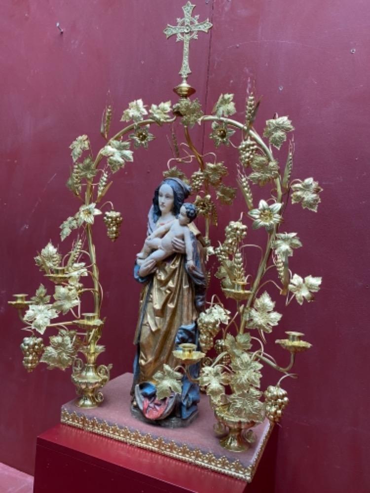 1 Gothic - style Floral Exposition-Throne With St. Mary Sculpture