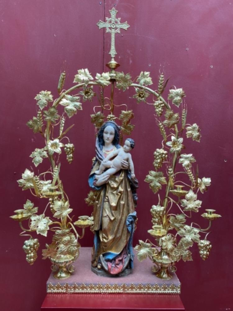 1 Gothic - style Floral Exposition-Throne With St. Mary Sculpture
