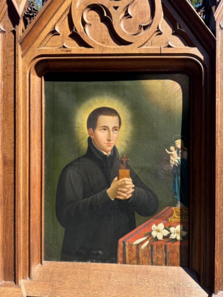 1 Gothic - Style Framed Hand - Painted Imagination Of Jean Berchmans