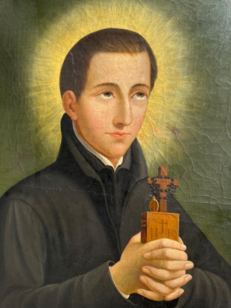 1 Gothic - Style Framed Hand - Painted Imagination Of Jean Berchmans