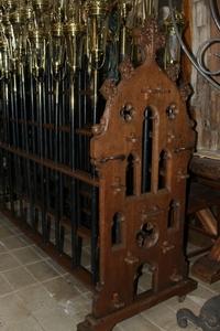 Gothic-Style Full Oak Holder For 60 Procession-Lanterns en Oak wood, Belgium 19th century