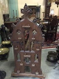 Gothic-Style Full Oak Holder For 60 Procession-Lanterns. en Oak wood, Belgium 19th century