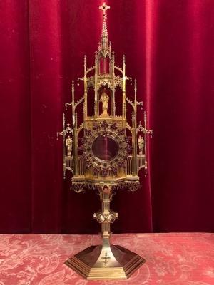 Full Silver Monstrance In Original Case 3 Images. Precious Stones Rubins, Brilliants, Turquoise. Weight 3.05 Kgs. style Gothic - style en full silver /  Precious Stones Rubins, Brilliants, Turquoise, Belgium 19th century ( 1865 )