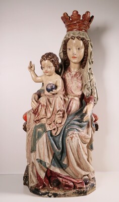 Fully Hand-Carved Madonna More And Better Pictures Soon ! style Gothic - Style en Wood Polychrome, Italy 20 th century