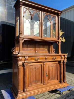 Gothic - Style  - Display Cabinet style Gothic - style en Oak wood / Marble, France 19 th century