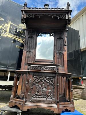 Hall Stand  style Gothic - Style en Wood / Glass / Hand Forget Iron, France 19 th century ( Anno 1865 )