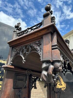 Hall Stand  style Gothic - Style en Wood / Glass / Hand Forget Iron, France 19 th century ( Anno 1865 )