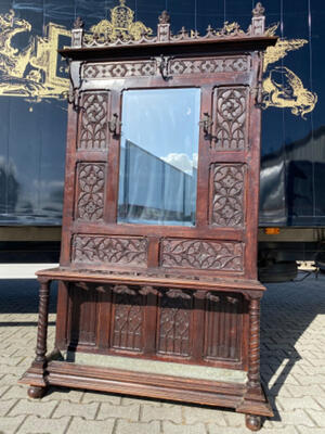 Hall Stand  style Gothic - style en Oak wood, France 19 th century