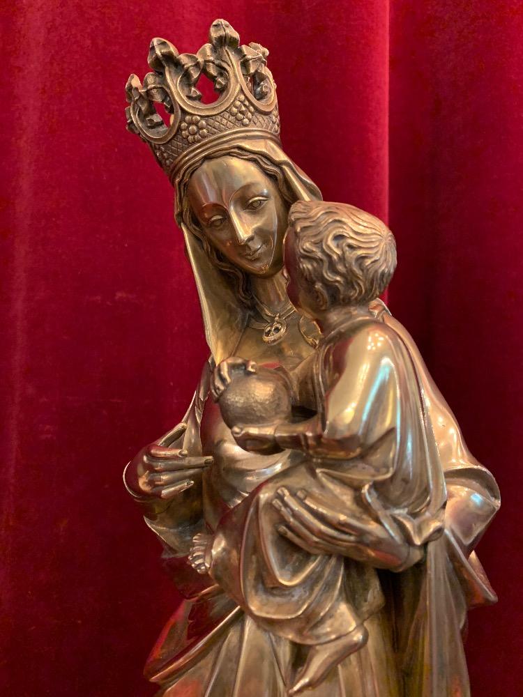 1 Gothic - style High Quality Full Bronze Imagination Madonna & Child Signed Desclee Freres, Cuivrerie St. Eloi