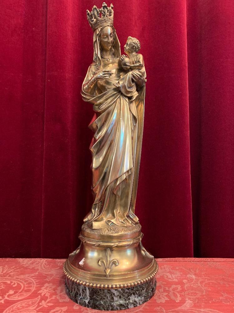1 Gothic - style High Quality Full Bronze Imagination Madonna & Child Signed Desclee Freres, Cuivrerie St. Eloi