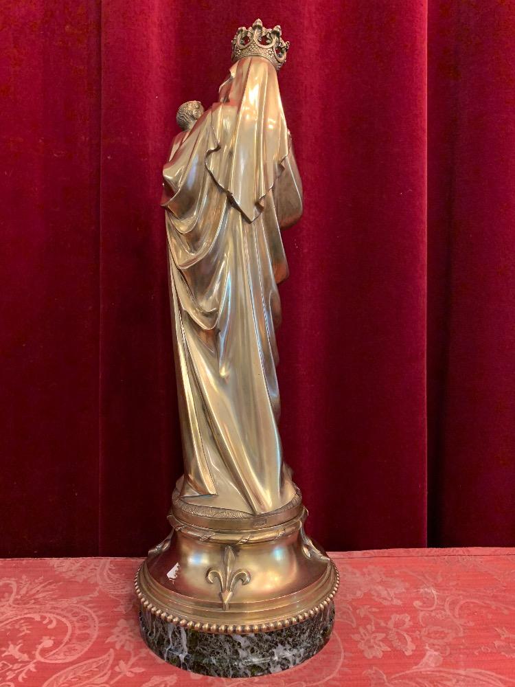 1 Gothic - style High Quality Full Bronze Imagination Madonna & Child Signed Desclee Freres, Cuivrerie St. Eloi
