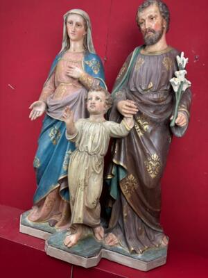 Holy Family Statue style Gothic - Style en Plaster, Belgium  19 th century ( Anno 1885 )
