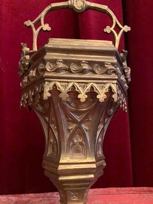 Holy Water Bucket style Gothic - style en Bronze / Gilt, France 19th century ( anno 1890 )