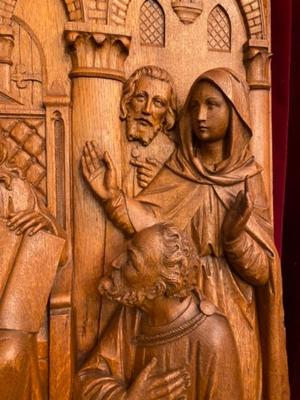 Imagination Jesus Teaching In The Temple style Gothic - Style en Fully Hand - Carved Wood Oak, Netherlands  19 th century ( Anno 1885 )