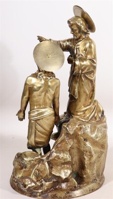 Imagination Sculpture Baptizing Jesus & St. John In The River Jordan style Gothic - Style en Bronze, France 19 th century