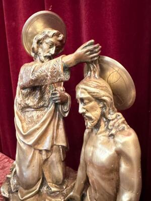 Imagination Sculpture Baptizing Jesus & St. John In The River Jordan style Gothic - Style en Bronze, France 19 th century