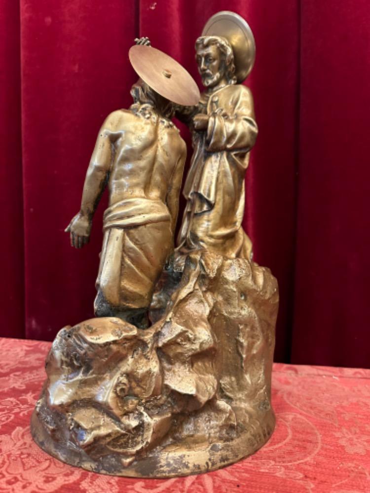 1 Gothic - Style Imagination Sculpture Baptizing Jesus & St. John In The River Jordan