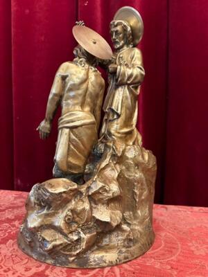 Imagination Sculpture Baptizing Jesus & St. John In The River Jordan style Gothic - Style en Bronze, France 19 th century