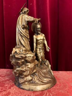 Imagination Sculpture Baptizing Jesus & St. John In The River Jordan style Gothic - Style en Bronze, France 19 th century