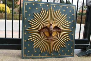 Inner-Part Of Formerly Sounding-Board With Fully Hand-Carved “Holy Spirit” style Gothic - style en wood / polychrome, Dutch 20th century