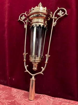 Lantern style Gothic - Style en Brass / Polished and Varnished / Glass, Belgium  19 th century ( Anno 1885 )