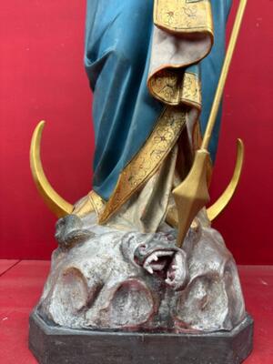 Large St. Mary With Child Statue style Gothic - Style en Plaster, Belgium  19 th century ( Anno 1885 )