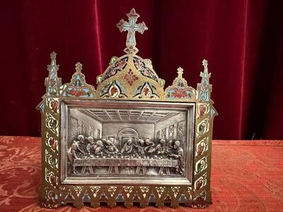 Last Supper Relief style Gothic - Style en Brass / Bronze / Enamel, France 19 th century