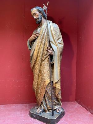 Life-Size Statue St. Joseph By Mayer Munich  style Gothic - Style en WOOD-PAP BY MAYER-MUNICH , Germany 19th century ( anno 1890 )