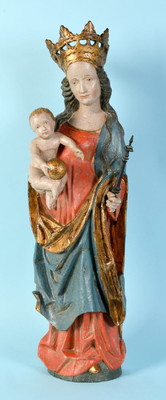 Madonna & Child  style Gothic - style en Carved Wood, Southern Germany 20th century