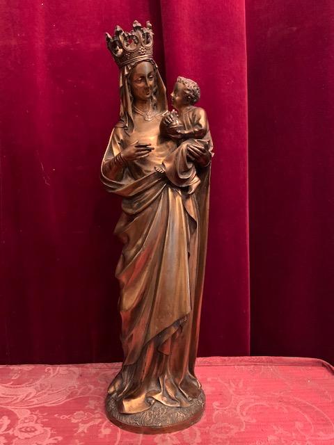 1 Gothic - style Madonna With Child Signed:  Desclee Freres