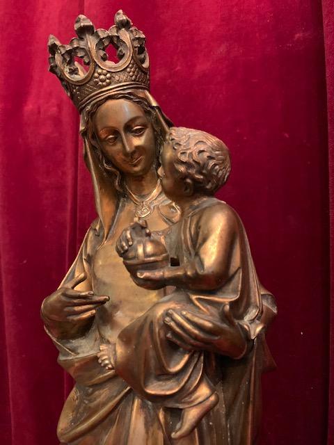 1 Gothic - style Madonna With Child Signed:  Desclee Freres