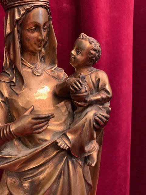 1 Gothic - style Madonna With Child Signed:  Desclee Freres