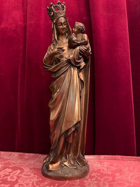 1 Gothic - style Madonna With Child Signed:  Desclee Freres