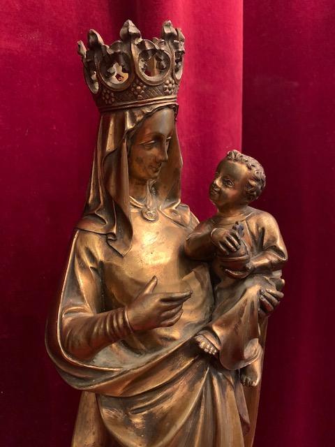 1 Gothic - style Madonna With Child Signed:  Desclee Freres