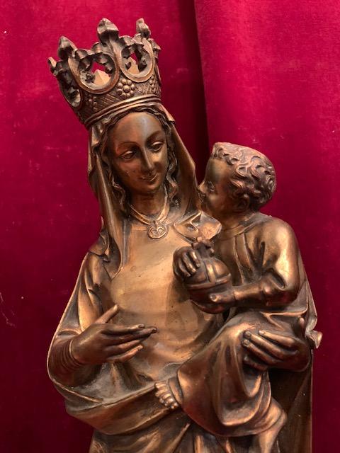 1 Gothic - style Madonna With Child Signed:  Desclee Freres